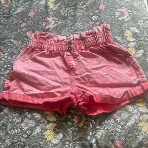 Pink Paperbag Waist Denim Shorts – Women’s Size